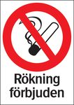 Skylt Rökning förbjuden hårdplast A4 210x297mm